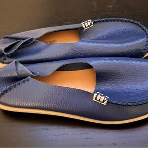 Blue Leather Loafers